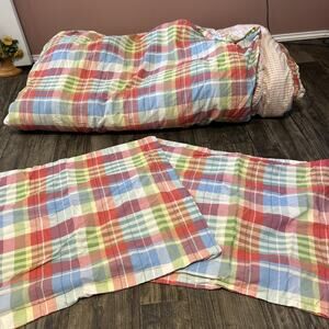 RARE Ralph Lauren Plaid Comforter Full 84x87 Colorful 2 Shams Pillowcase Cottage